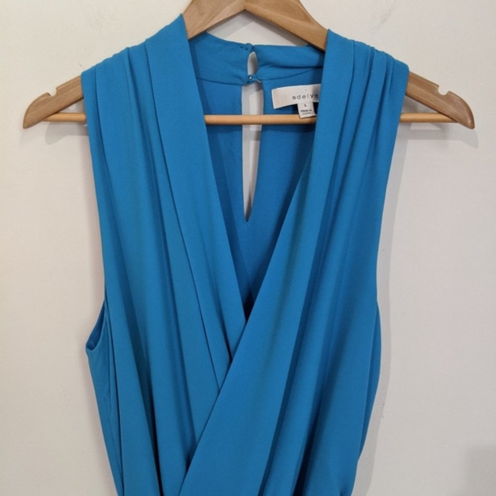 Adelyn Rae Surplice Pleated Straight Leg Jumpsuit